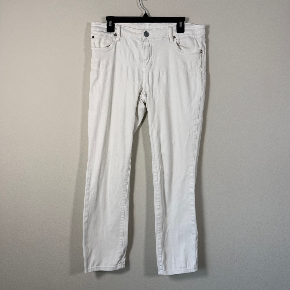 KUT from the Kloth Womens White Straight Leg Denim Jeans KP799MG4R Size 12